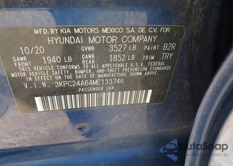 2021 Hyundai Accent Sel из США, поврежденный, VIN 3KPC24A64ME133746